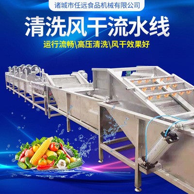 供應(yīng)全自動(dòng)果蔬清洗機(jī)不銹鋼蔬菜清洗流水線淋噴式清洗風(fēng)干流水線