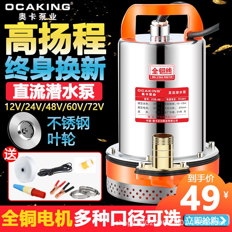 直流潛水泵12V24V48V60V家用電瓶車抽水泵小型電動農(nóng)用灌溉抽水機(jī)