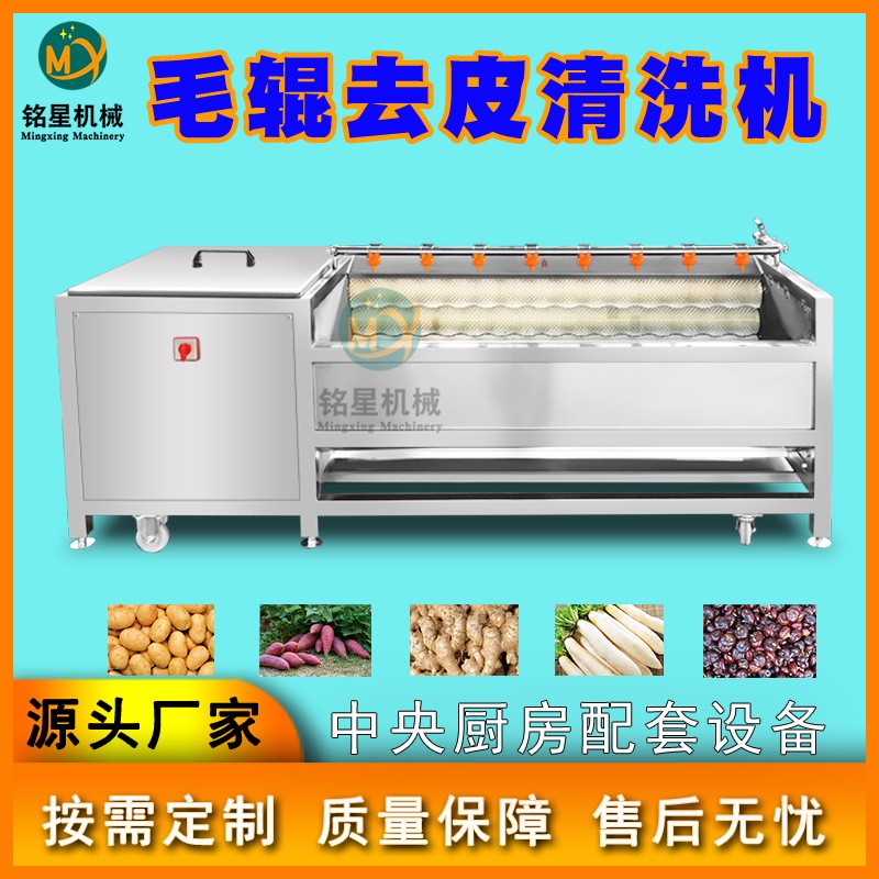 現(xiàn)貨全自動芋頭去皮清洗機 毛刷土豆去皮機 大型預(yù)制菜毛輥脫皮機