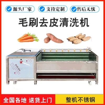 平行海蠣子毛刷清洗機 貝殼生鮮去泥機械 生蠔不銹鋼毛輥洗菜設備
