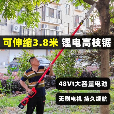 鋰電電動(dòng)高枝鋸充電式高空修剪樹枝汽油機(jī)綠化伸縮加長(zhǎng)桿鏈條鋸
