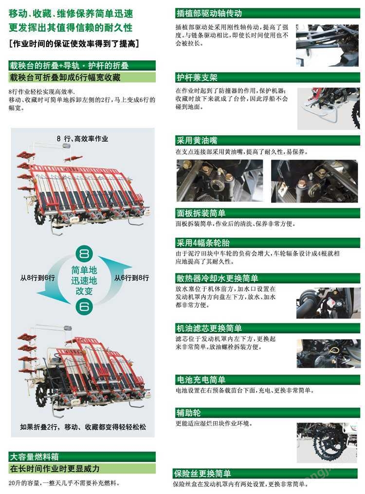 容易保養維修的洋馬VP8D插秧機